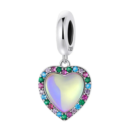 Heart-Shaped Charms with Colorful EVN Diamond
