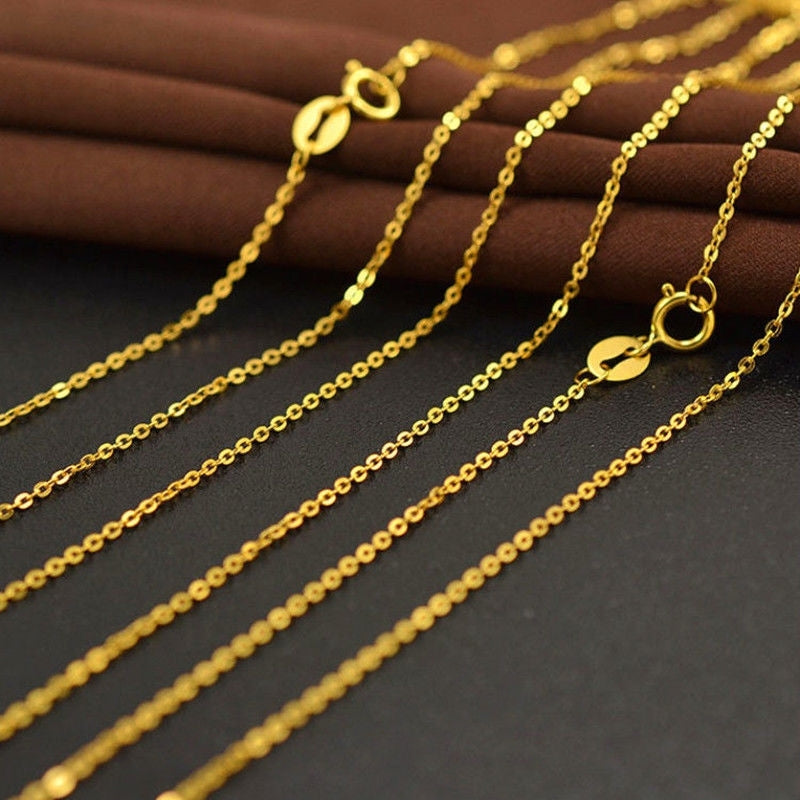 18k Yellow Gold Classic O Chain Necklace-Black Diamonds New York