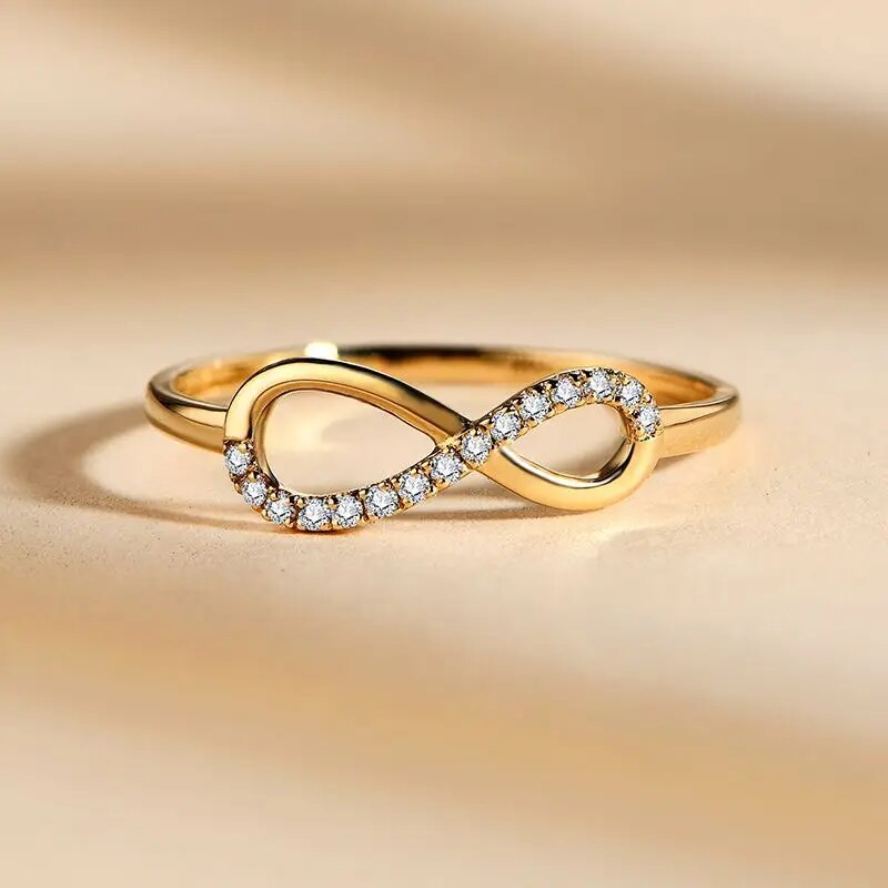 18k Yellow Gold Moissanite Diamond Infinity Engagement Ring-Black Diamonds New York