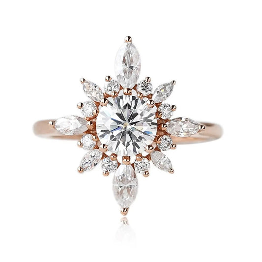 Unique 18K Rose Gold Diamond Engagement Ring-Black Diamonds New York