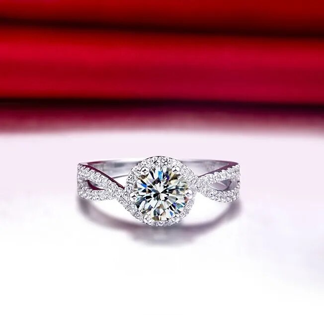 1.0 Ct 18k White Gold Micro Paved Moissantie Diamond Engagement Ring-Black Diamonds New York