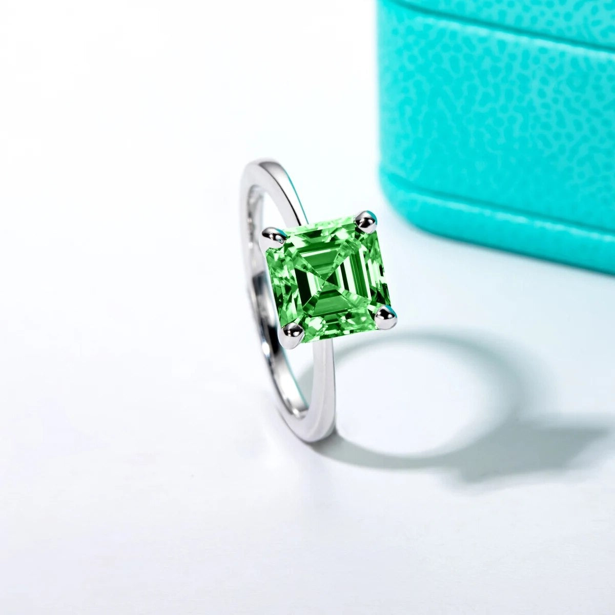 Classic 3.0 Ct Asscher Cut Colombian Cultivated Emerald Engagement Ring-Black Diamonds New York