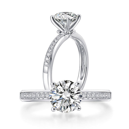 14k White Gold 1.0 Ct Round Lab-Grown Diamond Engagement Ring-Black Diamonds New York