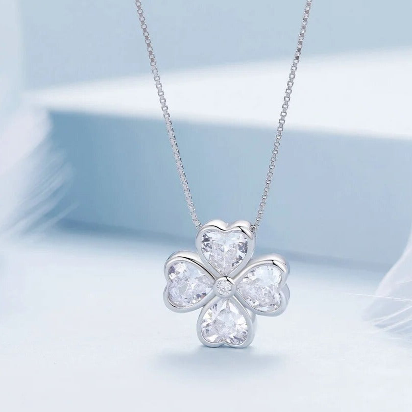 Four Leaf Clover Pendant Necklace with EVN Diamond-Black Diamonds New York
