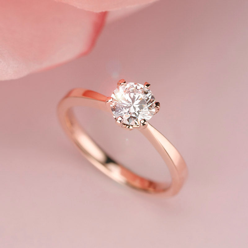 14k Rose Gold 0.8 Ct Lab Grown Diamond Solitaire Engagement Ring-Black Diamonds New York