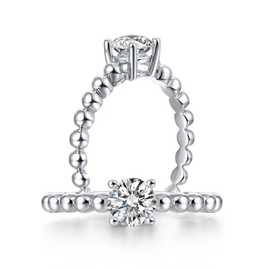 14k White Gold 0.5 Ct Round Lab Grown Diamond Engagement Ring-Black Diamonds New York