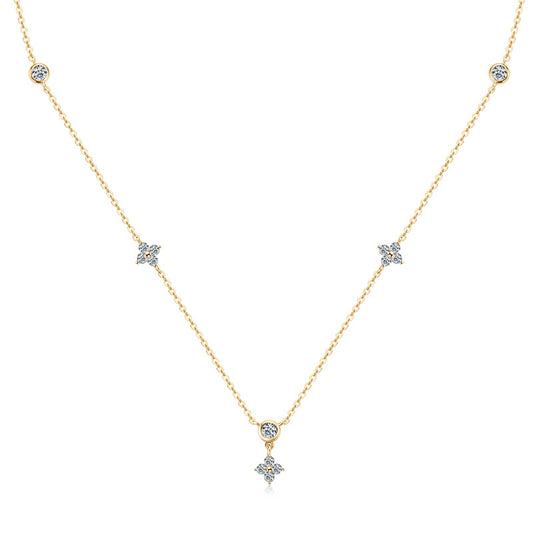 Round Cut Diamond Flower Pendant Necklace