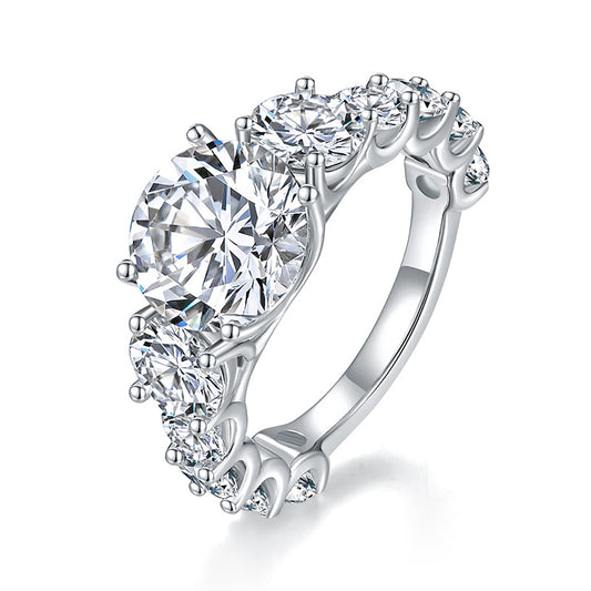 8.9 Ctw Round Moissanite Diamond Engagement Ring Set