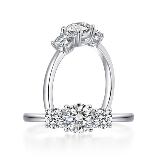 14k White Gold Three-Stone 0.5 Carat Lab Grown Diamond Engagement Ring
