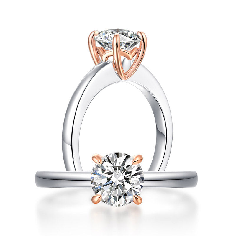 14k Two-Tone Gold 1.0 Ct Lab Grown Diamond Engagement Ring-Black Diamonds New York