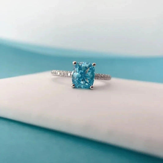 14k White Gold 1.5 Ct Blue Diamond Engagement Ring-Black Diamonds New York