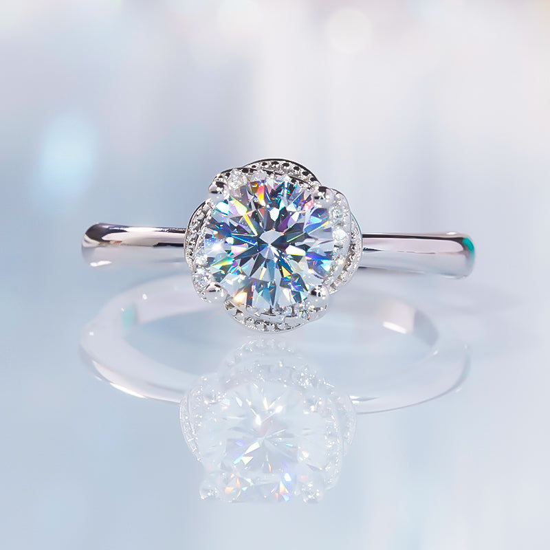 2.0 Ct Round Diamond Rose Flower Engagement Ring-Black Diamonds New York