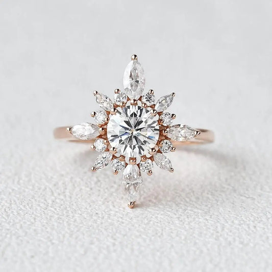 Unique 18K Rose Gold Diamond Engagement Ring-Black Diamonds New York