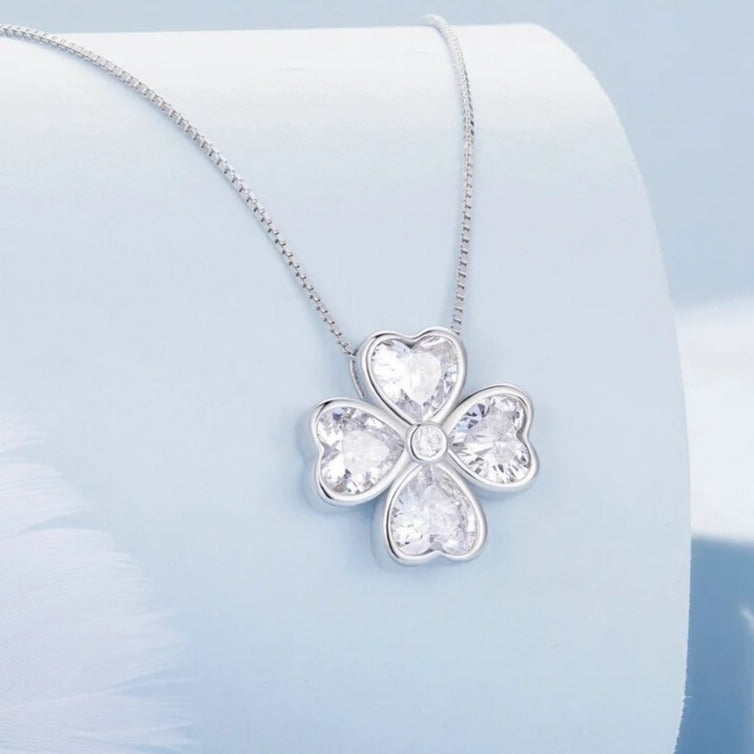 Four Leaf Clover Pendant Necklace with EVN Diamond-Black Diamonds New York