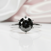 1 Carat Round Cut Black Diamond Engagement Ring-Black Diamonds New York