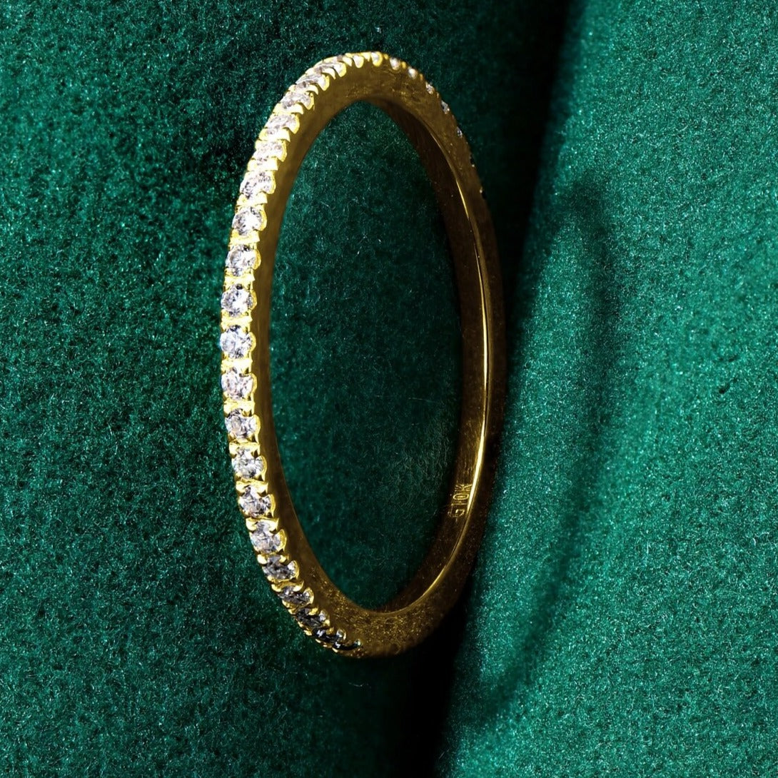 10K Solid Gold Stackable Moissanite Wedding Band-Black Diamonds New York