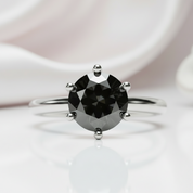 1 Carat Round Cut Black Diamond Engagement Ring-Black Diamonds New York