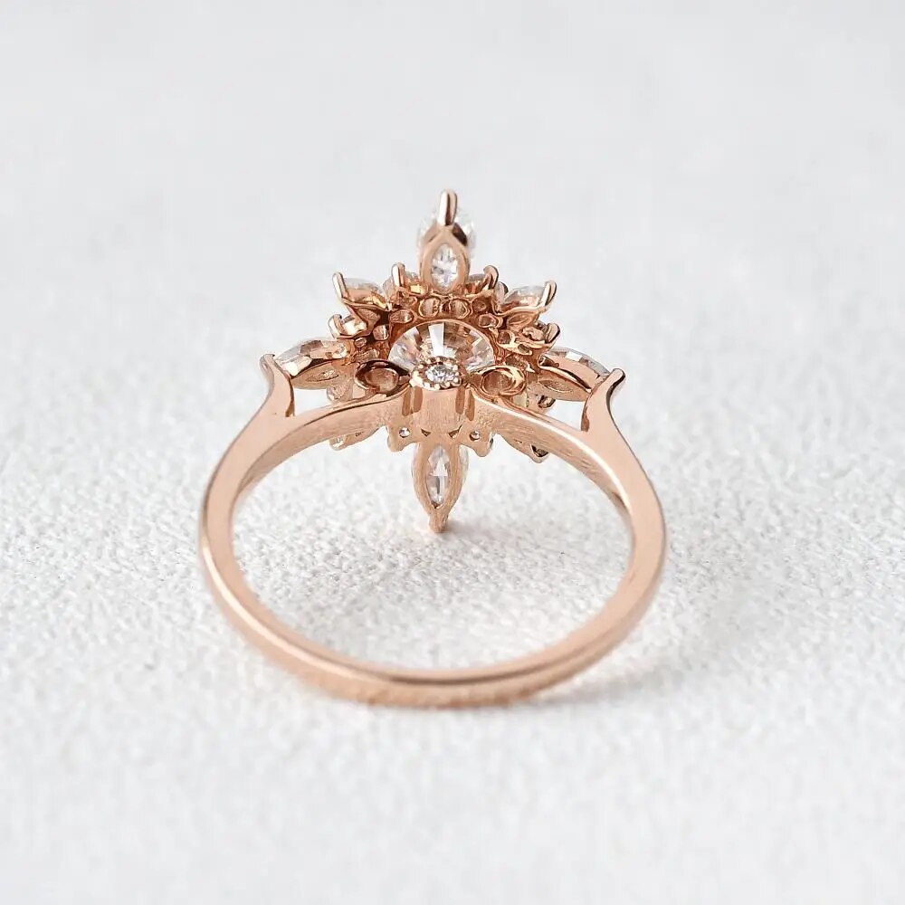 Unique 18K Rose Gold Moissanite Engagement Ring-Black Diamonds New York