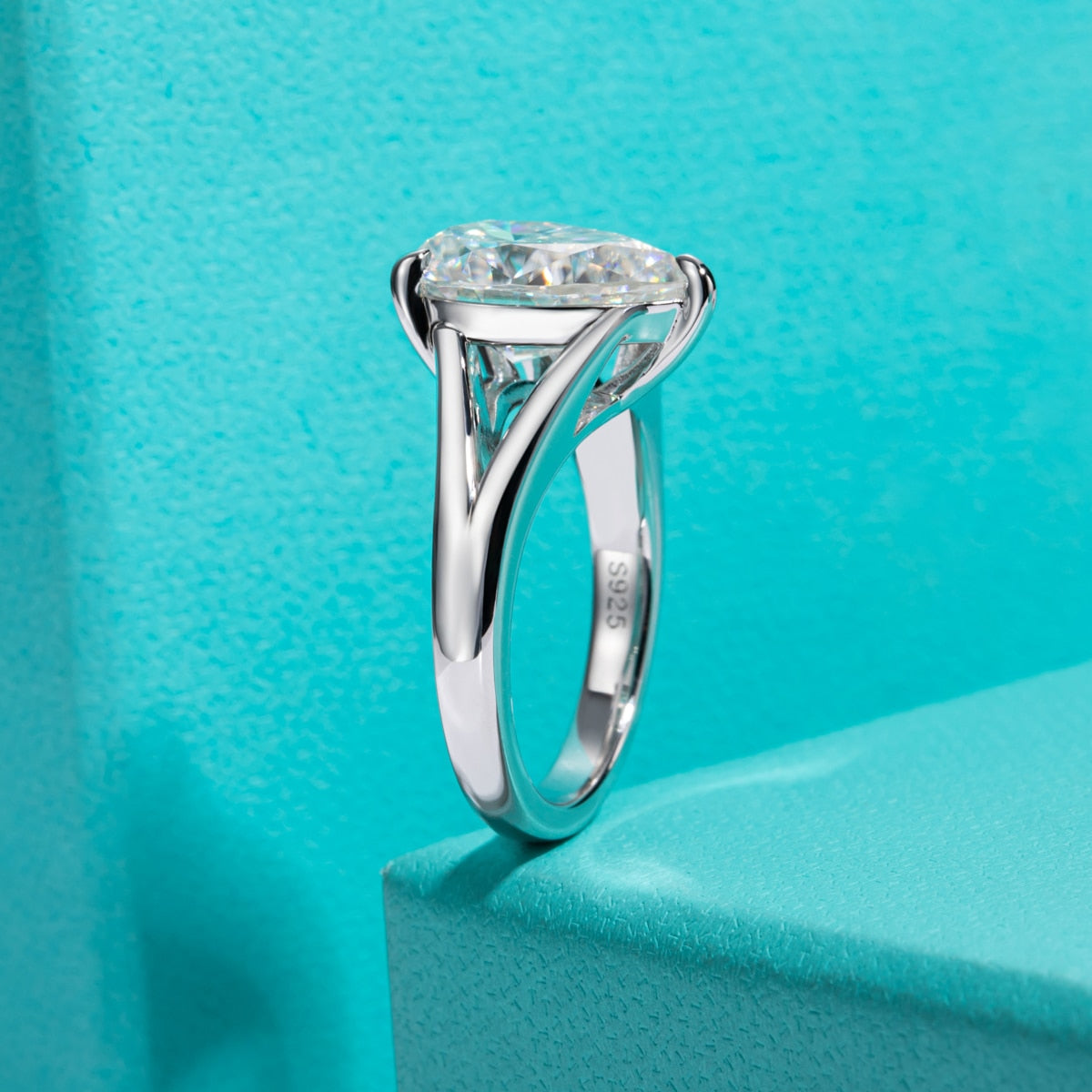 5.0 Ct Pear Cut Moissanite Solitaire Engagement Ring-Black Diamonds New York