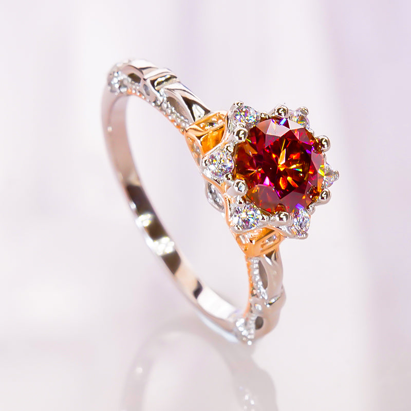 1.0 Ct Round Diamond Flower Engagement Ring-Black Diamonds New York