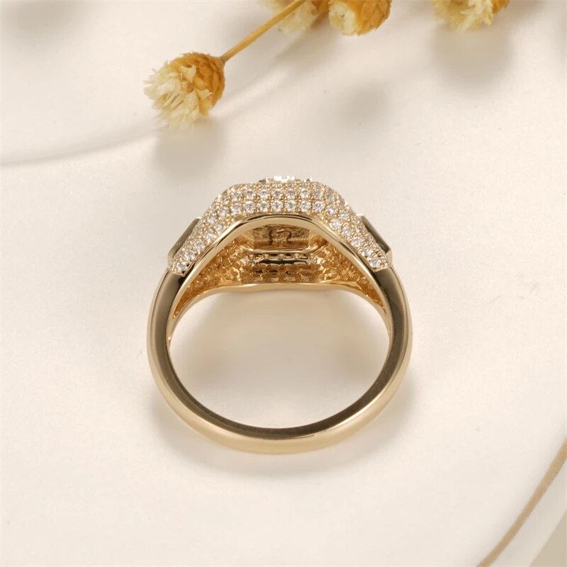 Solid 14K Yellow Gold C Letter Diamond Women's Engagement Ring-Black Diamonds New York