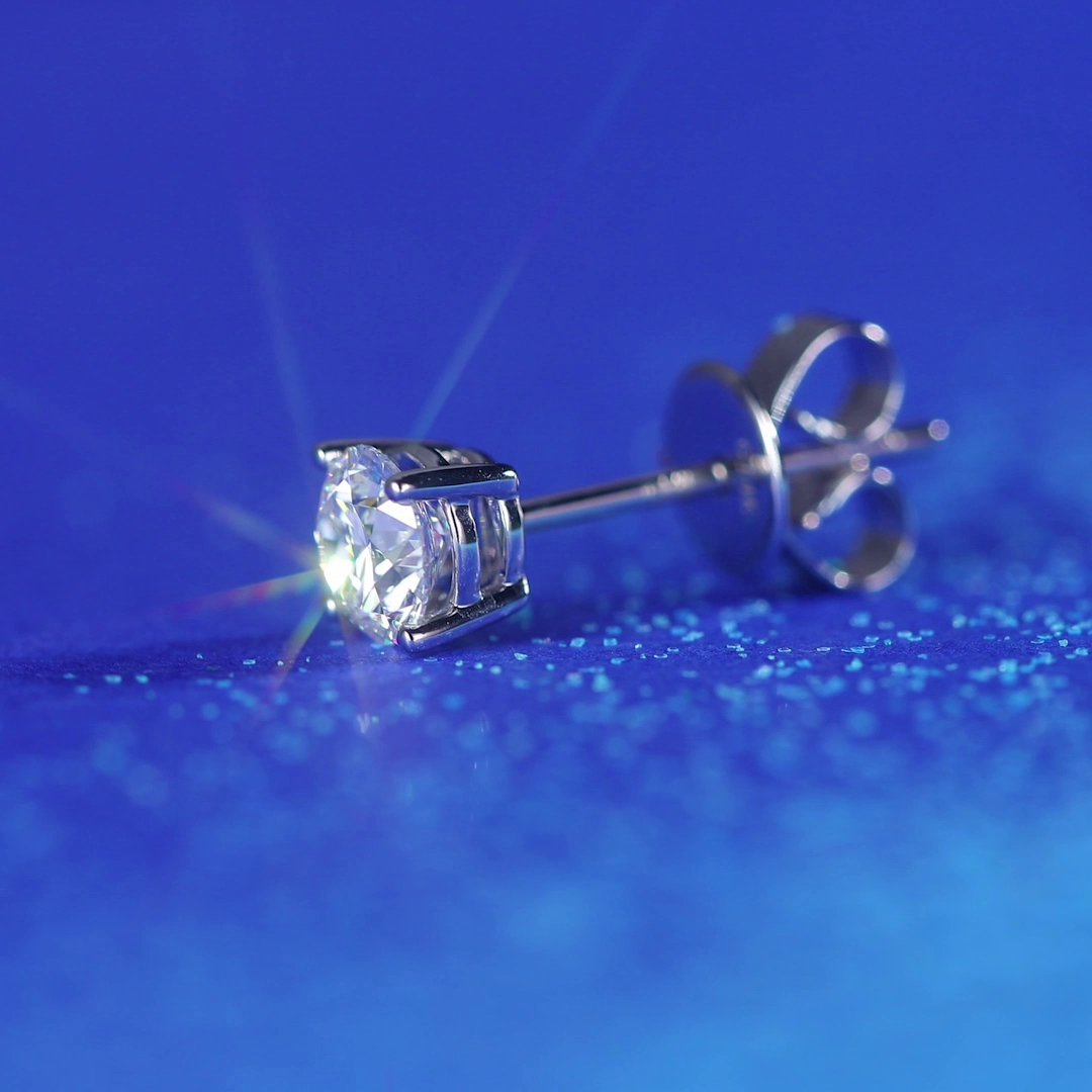 One Piece 14k White Gold 0.5 Ct Lab Grown Diamond Earring-Black Diamonds New York