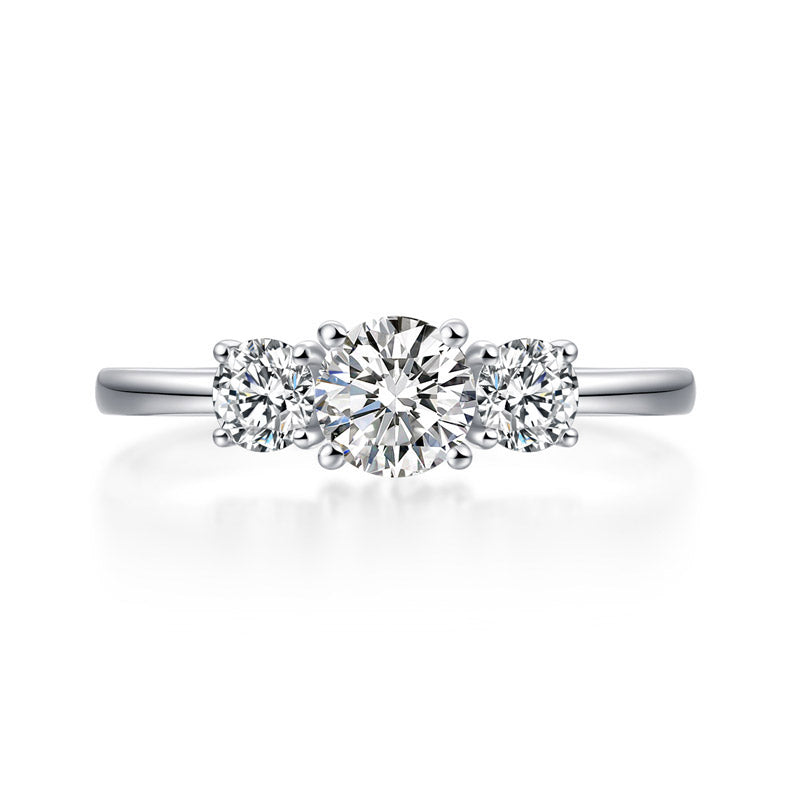 14k White Gold Three-Stone 0.5 Carat Lab Grown Diamond Engagement Ring-Black Diamonds New York