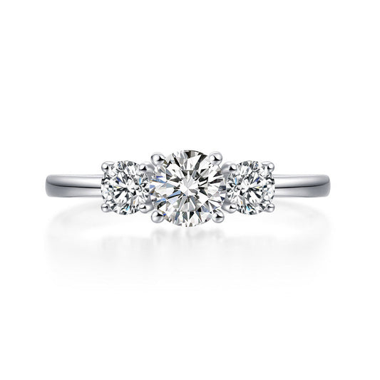 14k White Gold Three-Stone 0.5 Carat Lab Grown Diamond Engagement Ring