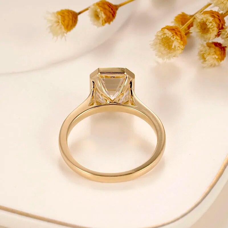 14K Solid Gold 3.0 Ct Emerald Cut Diamond Engagement Ring-Black Diamonds New York
