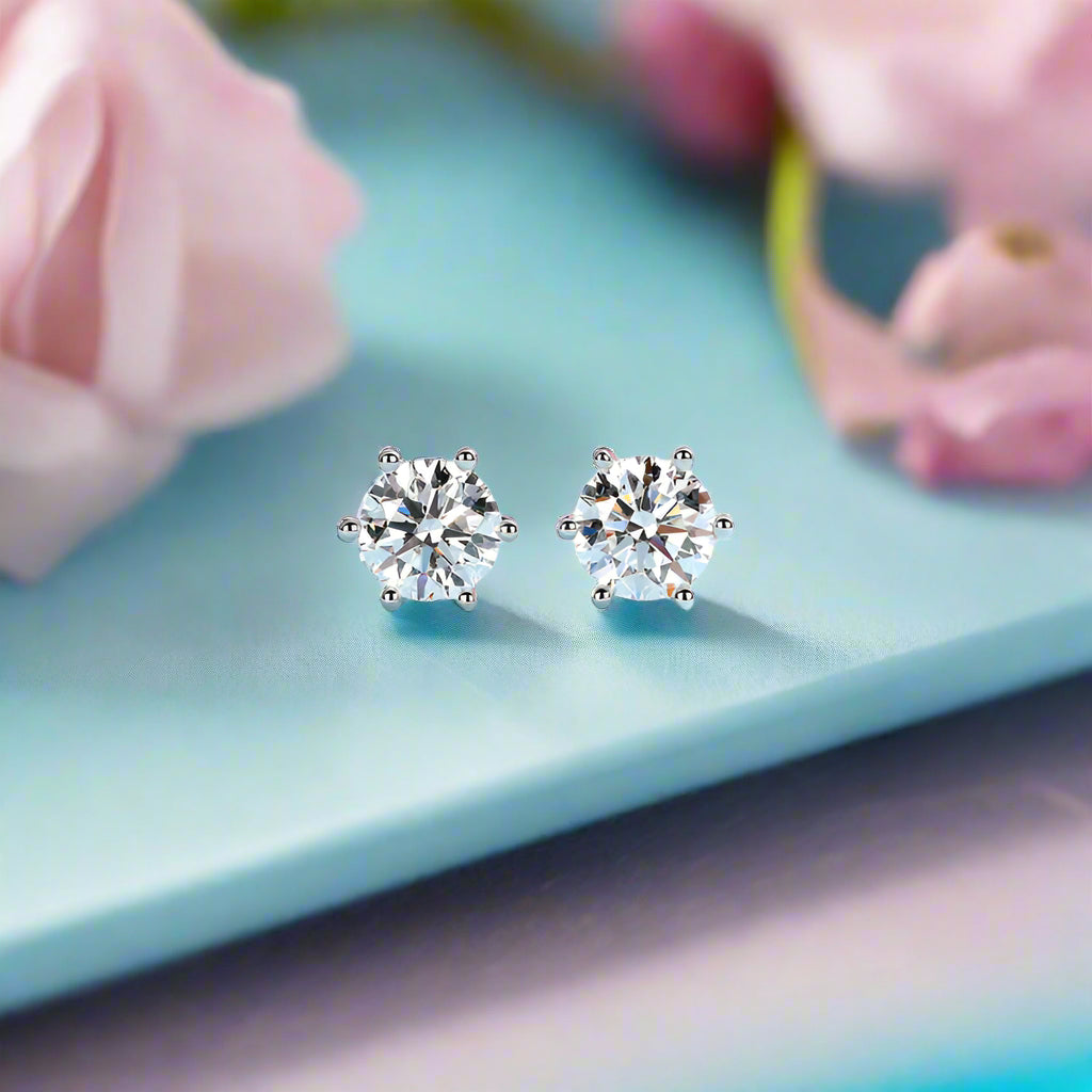 14k White Gold 1.0 Ct Lab Grown Diamond Option Stud Earrings-Black Diamonds New York