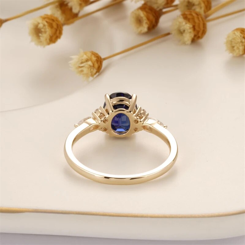 Solid 18K Yellow Gold 2.0 Ctw Oval Sapphire Engagement Ring-Black Diamonds New York