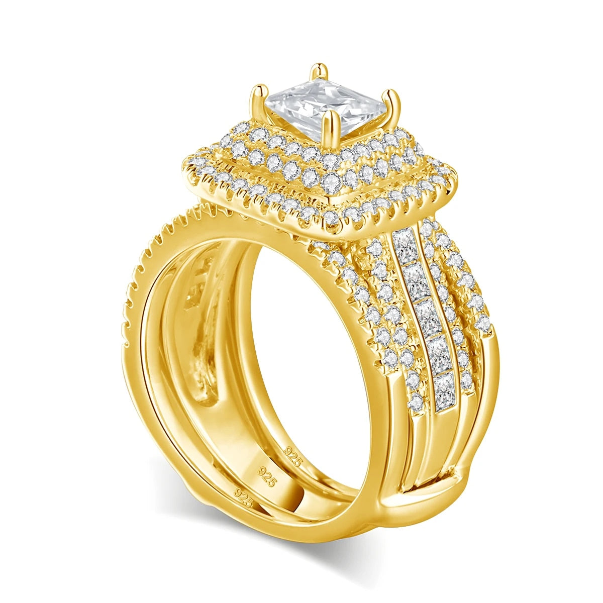 1.0 Ct Princess Cut Moissanite Engagement Ring Set-Black Diamonds New York