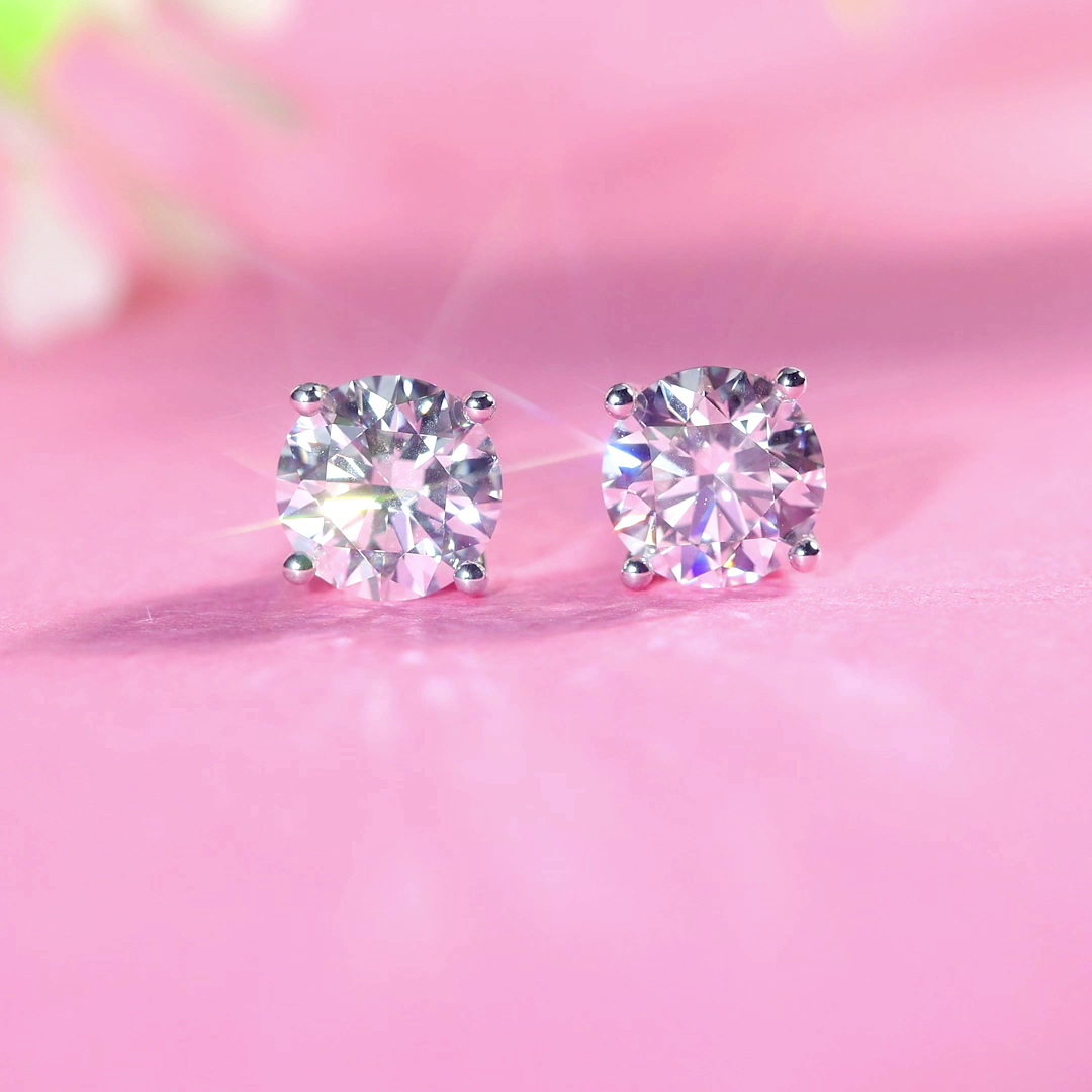 0.5 Ct Round Lab Grown Diamond Stud Earrings in 14k White Gold-Black Diamonds New York