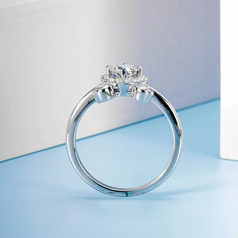 0.5 Ct Round Moissanite Mickey Shaped Engagement Ring-Black Diamonds New York
