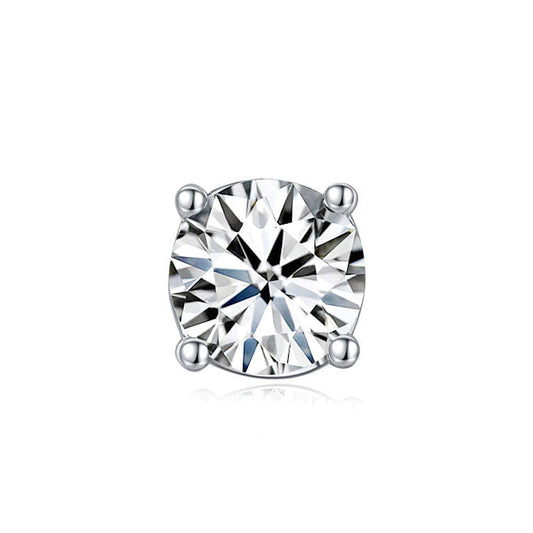 One Piece 14k White Gold 1.0 Ct Round Lab Grown Diamond Earring-Black Diamonds New York