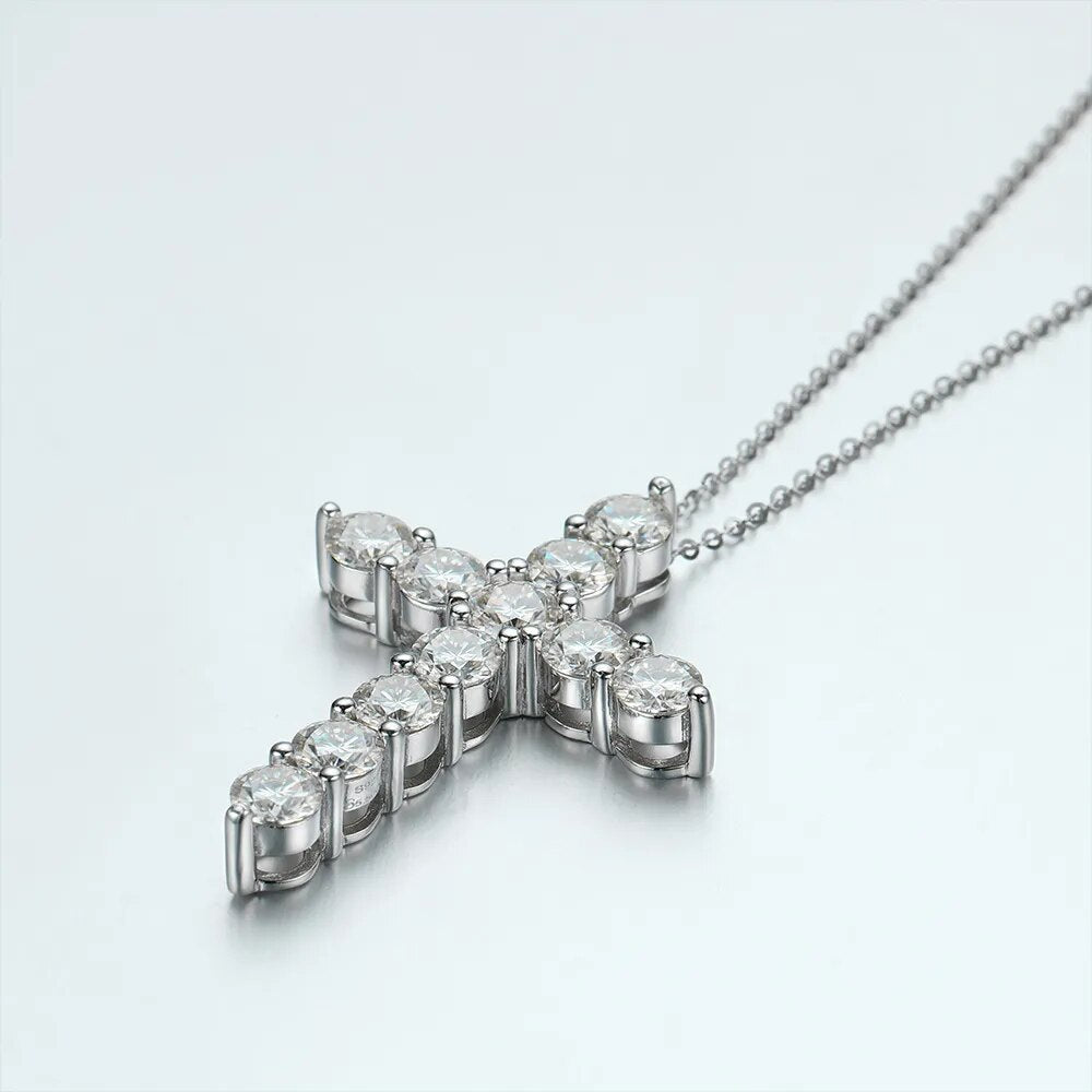 Round Full Diamond Cross Pendant Necklace-Black Diamonds New York
