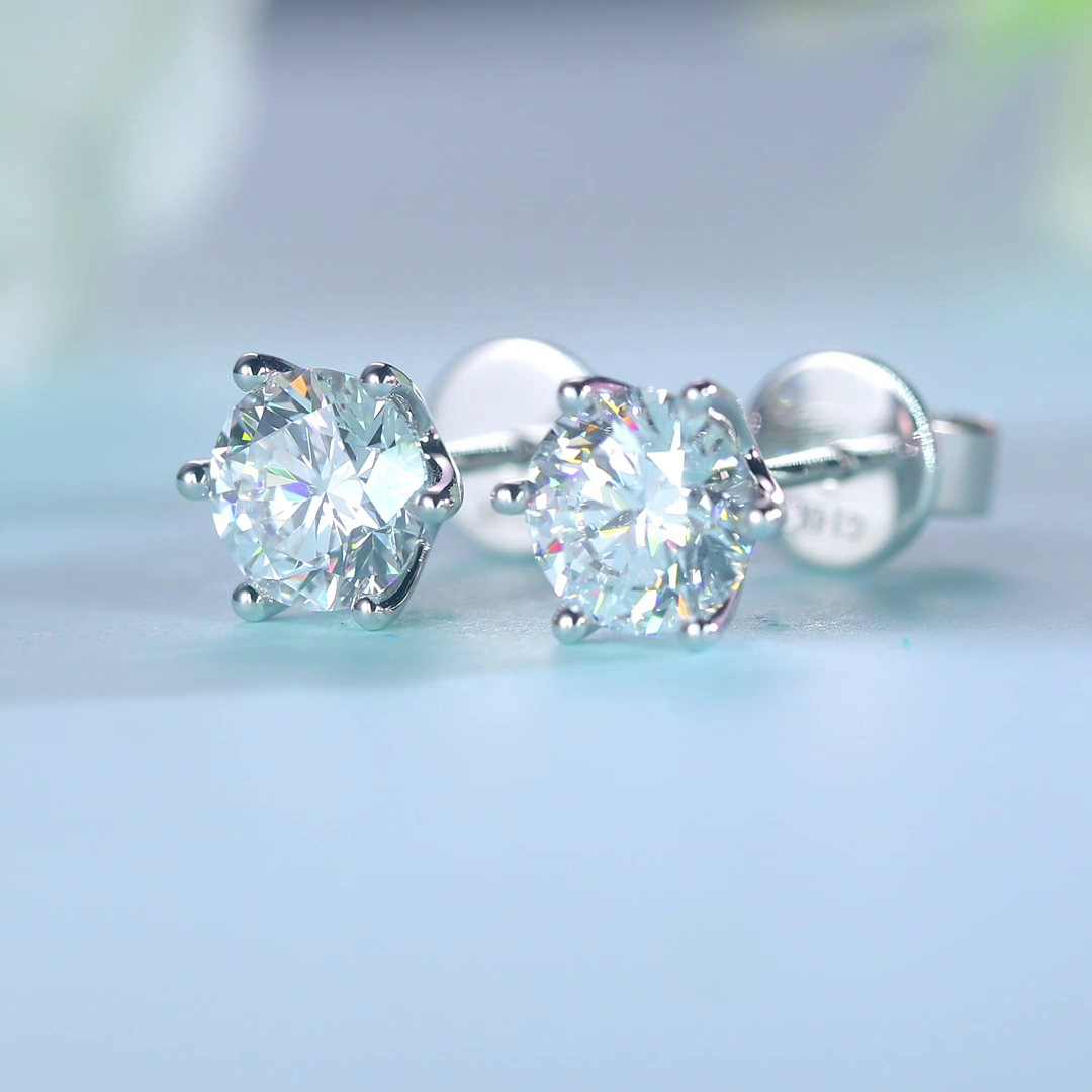 14k White Gold 1.0 Ct Lab Grown Diamond Stud Earrings-Black Diamonds New York