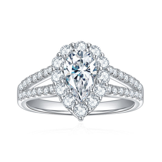 Pear Cut Moissanite Diamond Engagement Ring-Black Diamonds New York