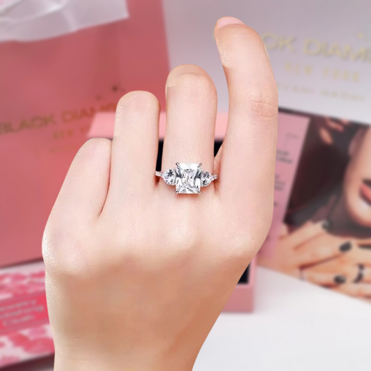 6.0 Ctw Three Stone Diamond Engagement Ring-Black Diamonds New York