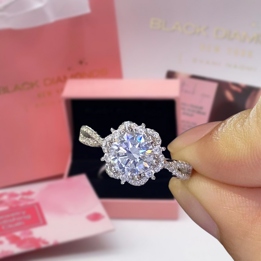 2.0 Ct Round Diamond Six Claw Engagement Ring-Black Diamonds New York