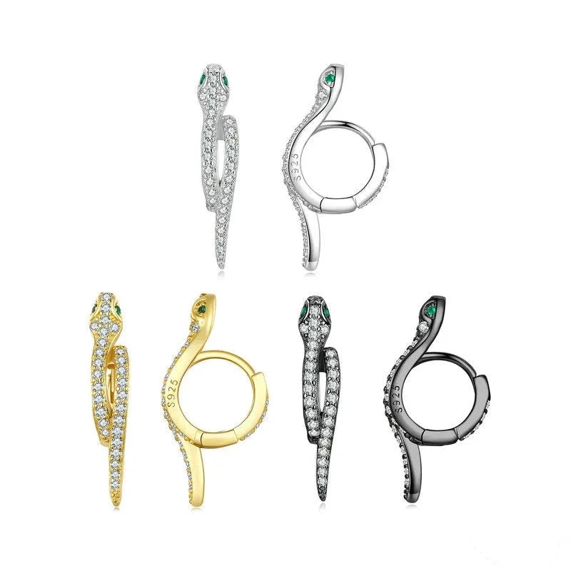 Round EVN Diamond Snake Earrings-Black Diamonds New York