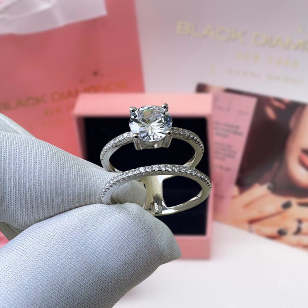 Elegant 1.25 Ct Round Cut Diamond Engagement Ring-Black Diamonds New York