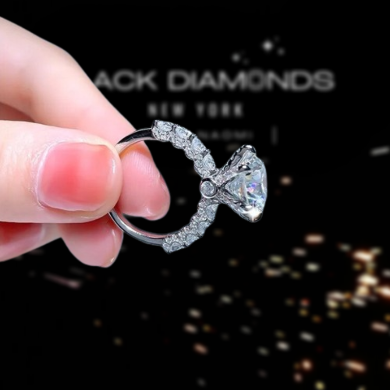 7.3 Ctw Round Moissanite Diamond Engagement Ring-Black Diamonds New York