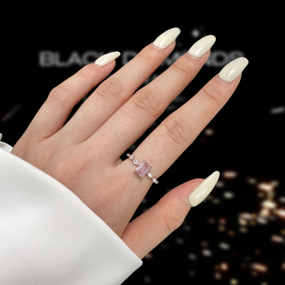 Emerald Cut Sapphire Engagement Ring-Black Diamonds New York