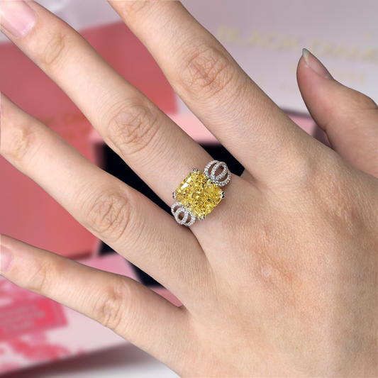14k White Gold 4.0 Ct Yellow Diamond Engagement Ring-Black Diamonds New York