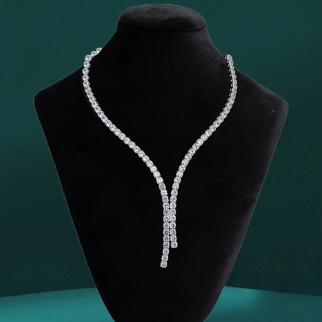 Elegant Round Cut Moissanite Tennis Necklace-Black Diamonds New York