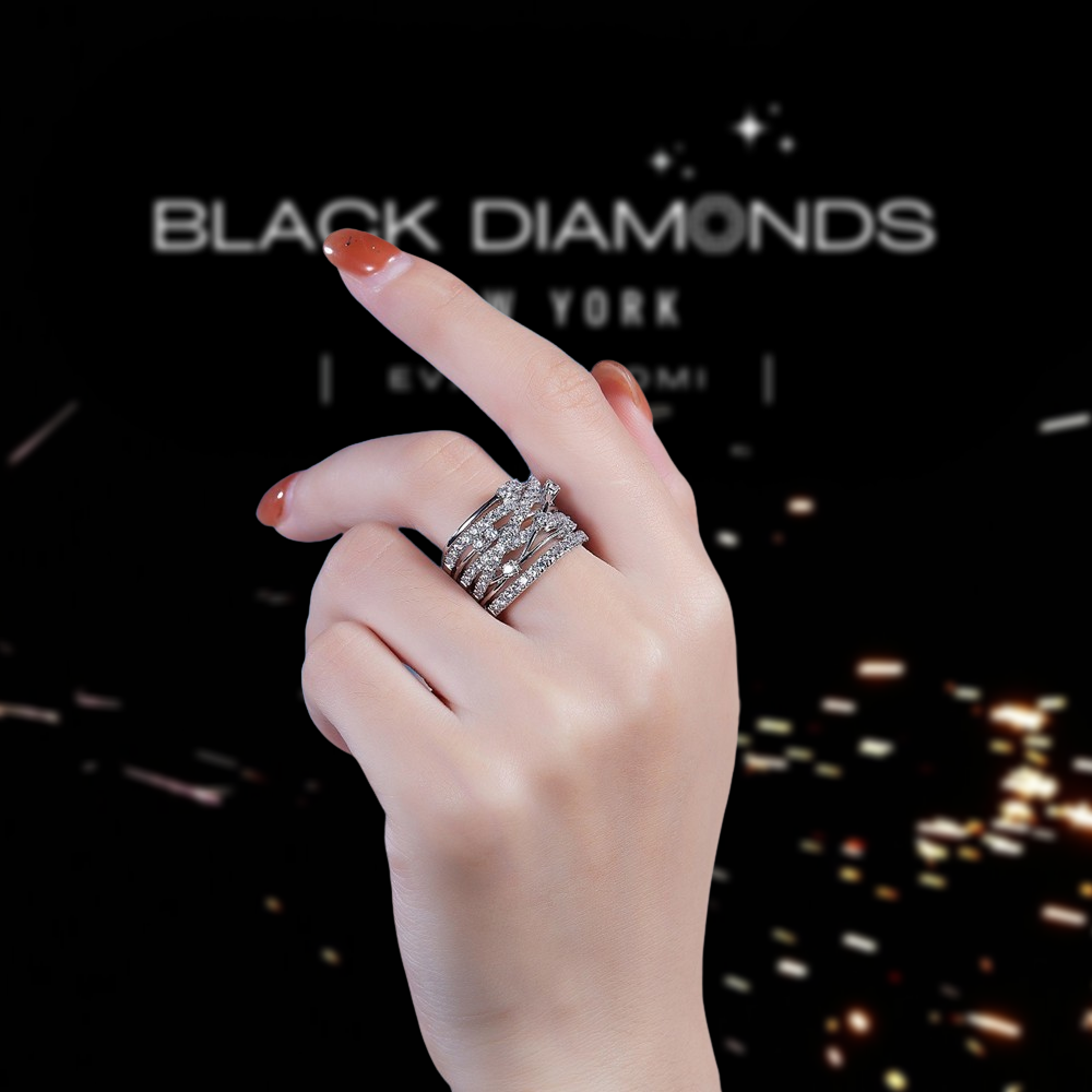 Sparkling Round Moissanite Diamond Engagement Ring-Black Diamonds New York