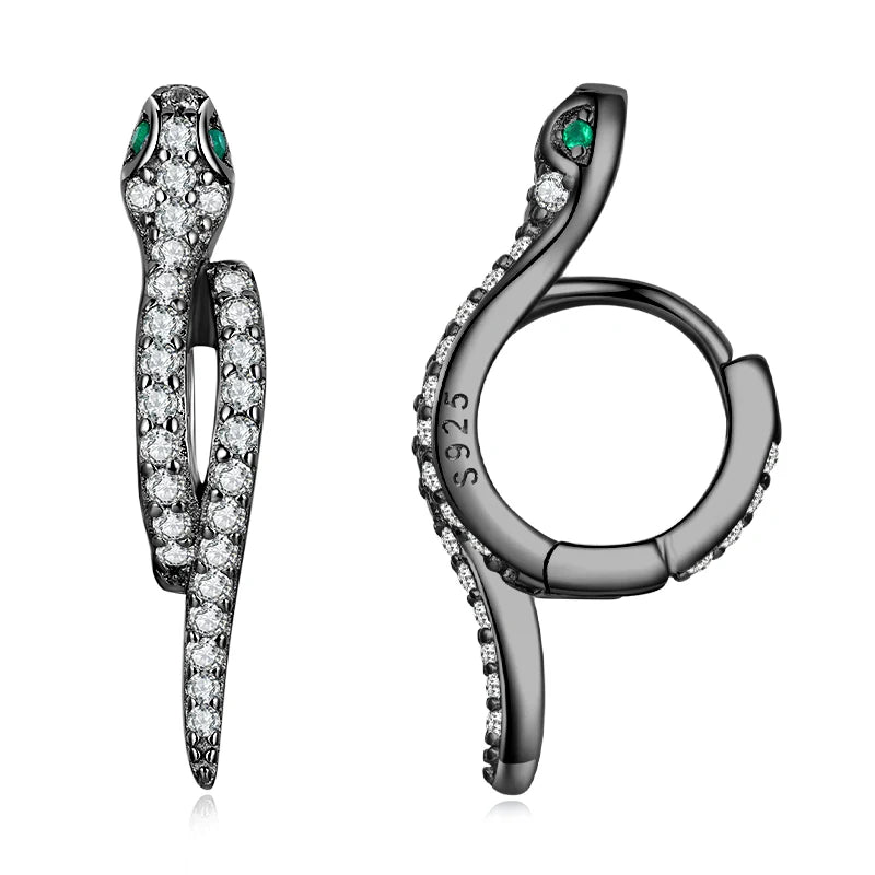 Round EVN Diamond Snake Earrings-Black Diamonds New York