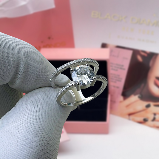Elegant 1.25 Ct Round Cut Diamond Engagement Ring-Black Diamonds New York