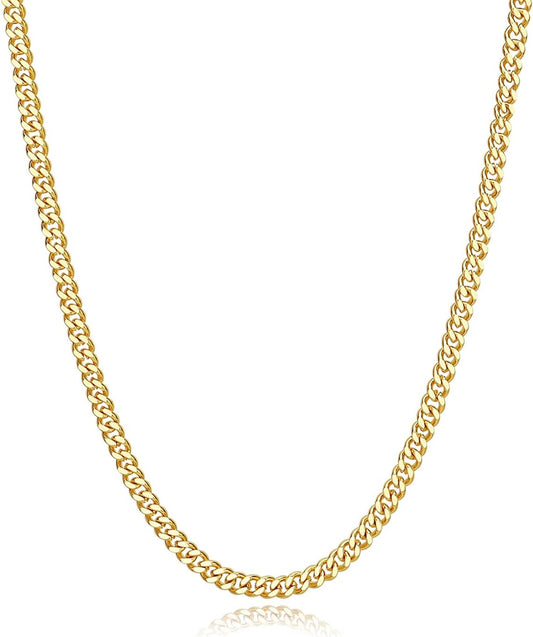 9k Yellow Gold Cuban Chain Necklace-Black Diamonds New York